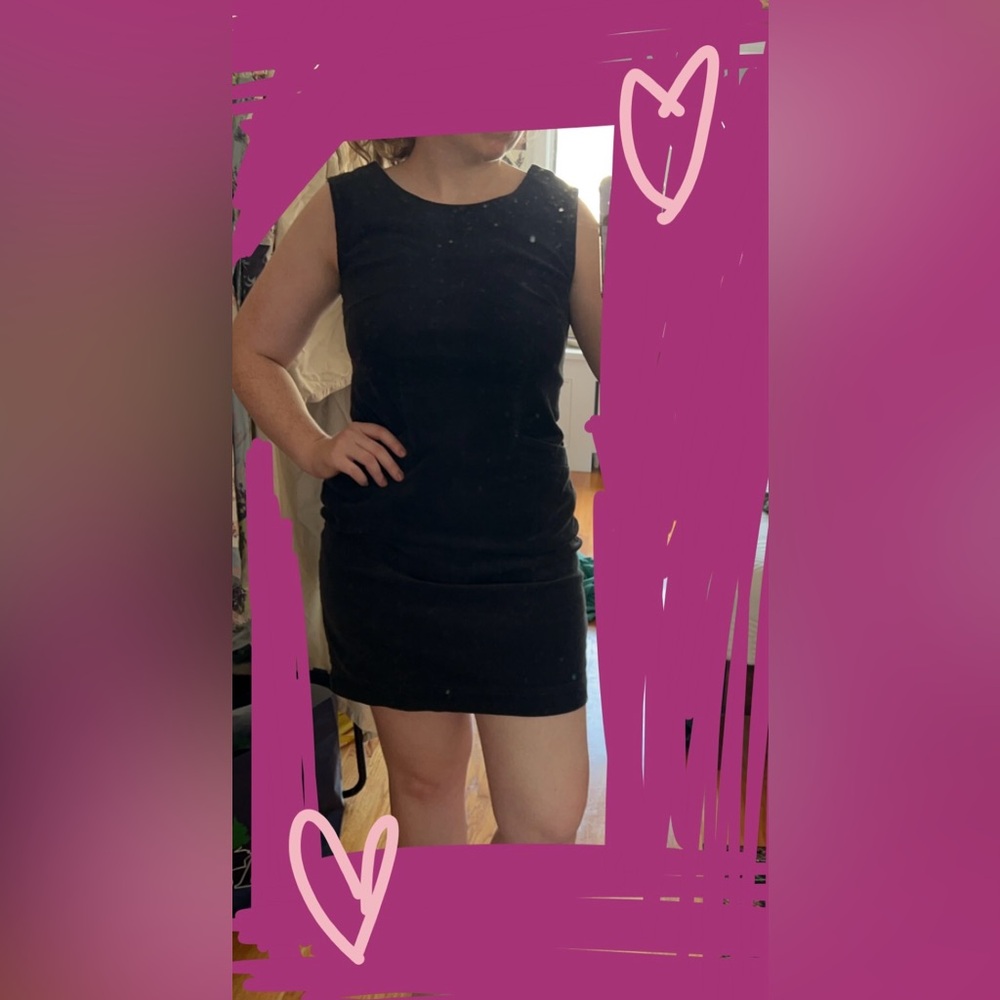 US4-6 Black Pinafore Chord Dress